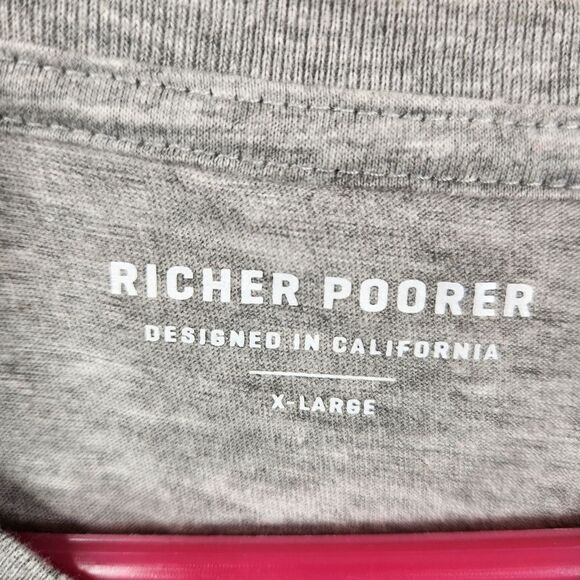 Richer Poorer Mens Short Sleeve Heather Gray V-Neck Cotton Blend Tee XL - Picture 3 of 7